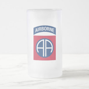 Taza De Cristal Esmerilado Insignia de la 82ª División Aerotransportada Veter