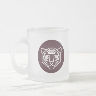Taza De Cristal Esmerilado Insignia de la cara del tigre