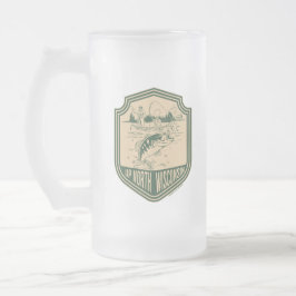 Taza De Cristal Esmerilado Insignia de pesca de Wisconsin Norte