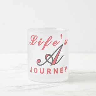 Taza De Cristal Esmerilado Inspirador "La vida es un viaje": Mug de vidrio es