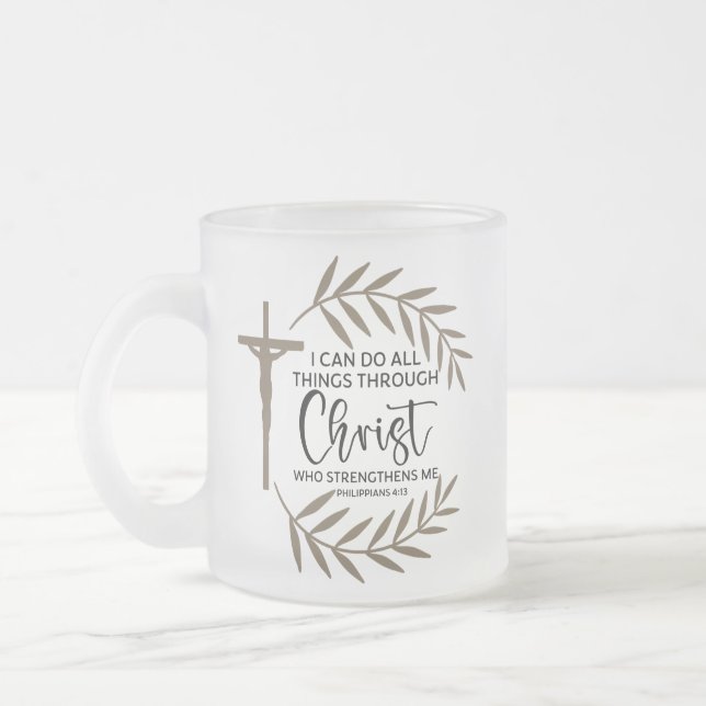 Taza De Cristal Esmerilado Inspirational Christian Bible Verse  (Izquierda)