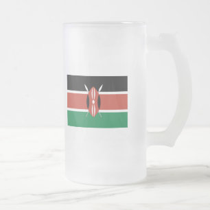 Taza De Cristal Esmerilado International de la BANDERA de Kenia