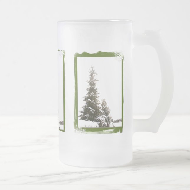 Taza De Cristal Esmerilado Invernal Evergreens Frosty Mug (Derecha)