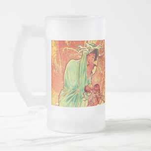 Taza De Cristal Esmerilado Invierno Art Nouveau de Alphonse Mucha