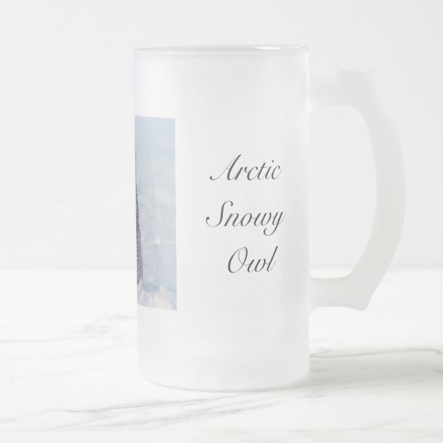 Taza De Cristal Esmerilado Invierno de cristal escarpado de lechuza ártica (Derecha)