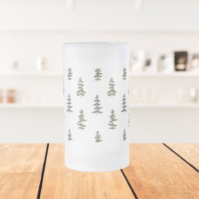 Taza De Cristal Esmerilado Invierno de moda | Patrón de árbol de Navidad (Subido por el creador)