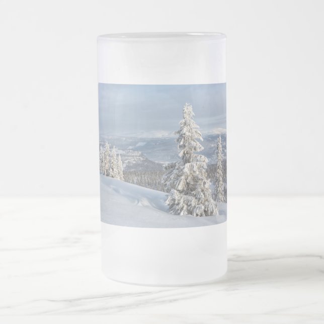 Taza De Cristal Esmerilado Invierno en Noruega (Centro)