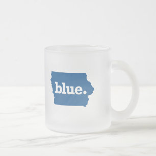 TAZA DE CRISTAL ESMERILADO IOWA ESTADO AZUL