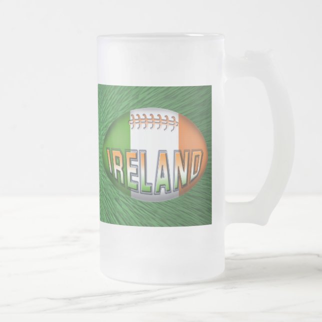 Taza De Cristal Esmerilado Ireland Rugby Ball (Derecha)