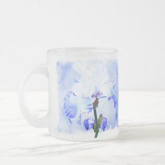 Taza De Cristal Esmerilado Iris Con Barba - Azul Y Blanco
