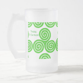 Taza De Cristal Esmerilado Irlandés Triskel Happy St Patrick Frosted Mug