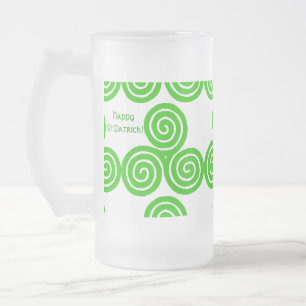 Taza De Cristal Esmerilado Irlandés Triskel Happy St Patrick Frosted Mug