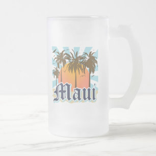 Taza De Cristal Esmerilado Isla del recuerdo de Maui Hawaii