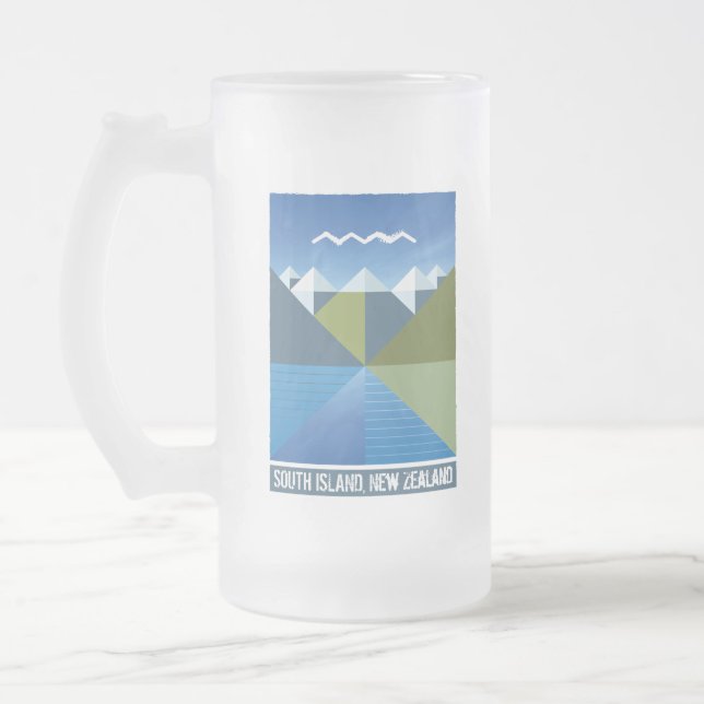 TAZA DE CRISTAL ESMERILADO ISLA DEL SUR DE NUEVA ZELANDIA KIWI (Izquierda)