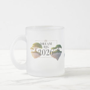 Taza De Cristal Esmerilado Isla Flotante Surrealista "Sueña Grande 2026" Glas
