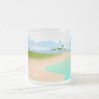 Taza De Cristal Esmerilado Isla Tropical