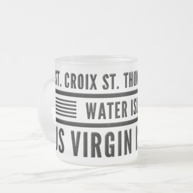 Taza De Cristal Esmerilado Islas Vírgenes Estadounidenses USVI Caribe Tropica (Anverso izquierdo)
