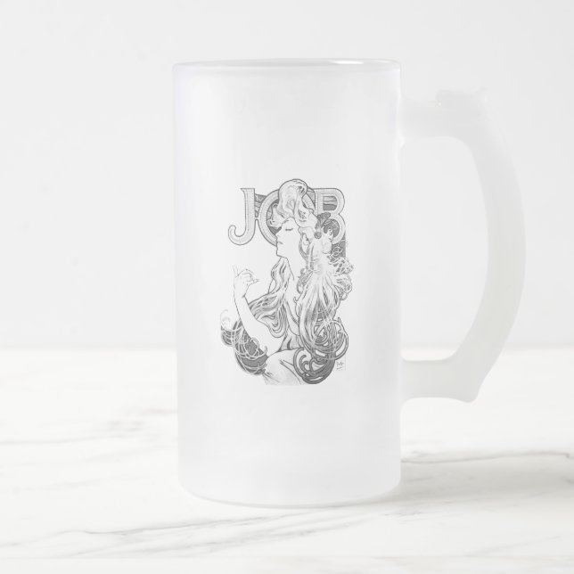 Taza De Cristal Esmerilado ISOGS de Alphonse Mucha JOB (Derecha)