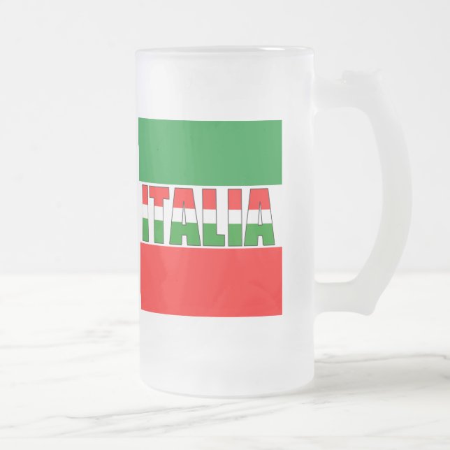 Taza De Cristal Esmerilado Italia-Bandera de Italia (Derecha)
