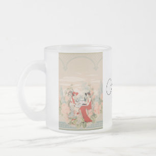 Taza De Cristal Esmerilado Jardín Vintage Floral Hora del Té Despedida de Sol