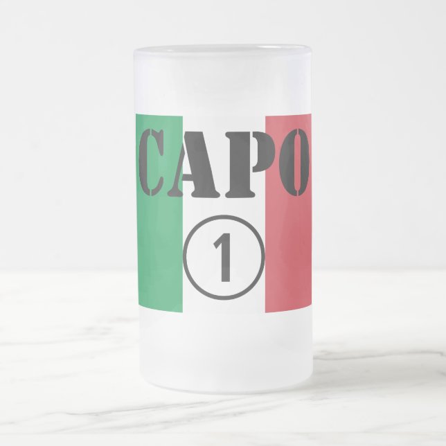 Taza De Cristal Esmerilado Jefes italianos: Uno de Numero de la ceja (Centro)
