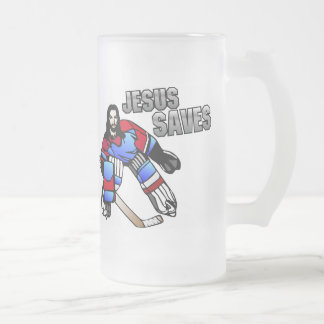 TAZA DE CRISTAL ESMERILADO JESÚS AHORRA AL PORTERO DEL HOCKEY