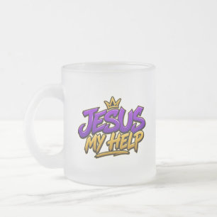 Taza De Cristal Esmerilado Jesús mi ayuda