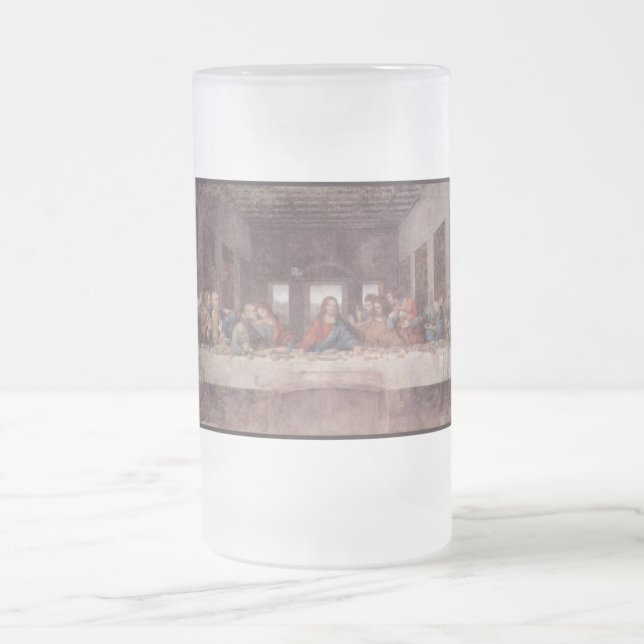 Taza De Cristal Esmerilado Jesús "Yeshua" La última cena, Leonardo da Vinci (Centro)