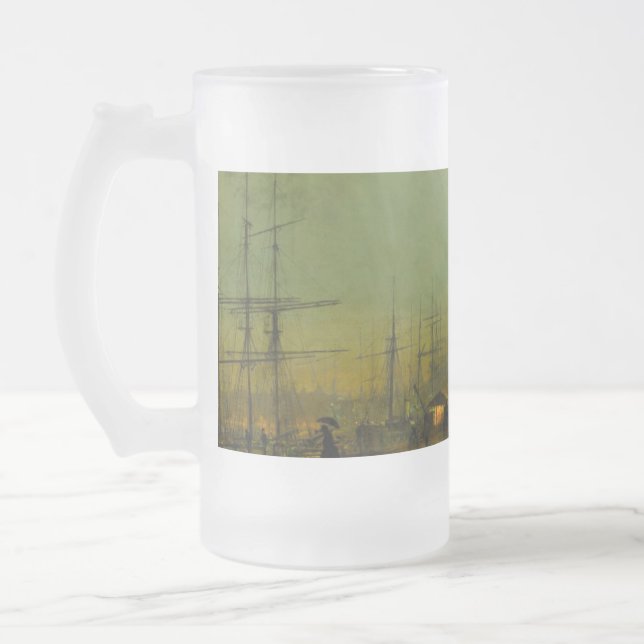 Taza De Cristal Esmerilado John Atkinson Grimshaw Muelles de Glasgow (Izquierda)