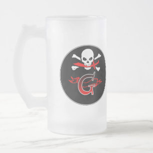 Taza De Cristal Esmerilado Jolly Roger G Monograma Inicial