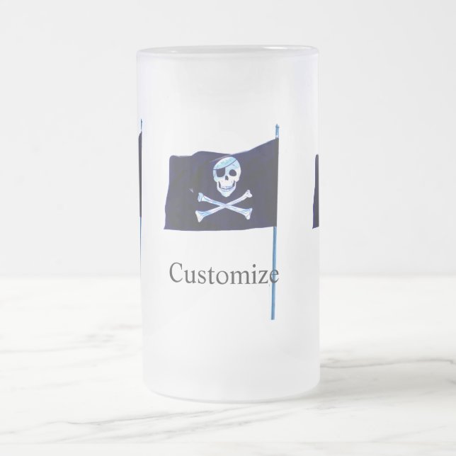 Taza De Cristal Esmerilado jolly roger pirate flag (Centro)