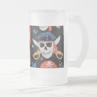 Taza De Cristal Esmerilado Jolly Roger Pirate Skull