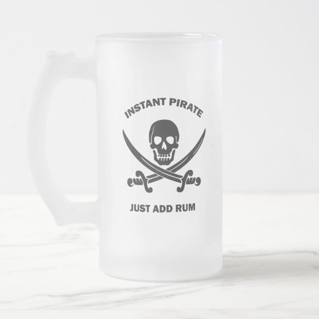 Taza De Cristal Esmerilado Jolly Rogers Instant Pirate Add Rum (Izquierda)