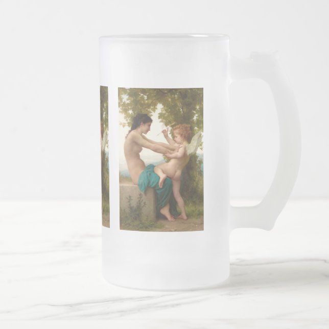 Taza De Cristal Esmerilado Joven Chica defendiéndose de Eros (Derecha)