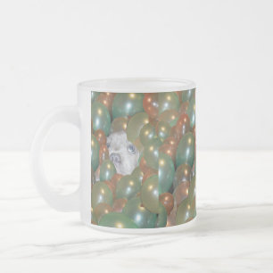 Taza De Cristal Esmerilado Joven Staffy Escondido En Globos, Mug De Choc Cali
