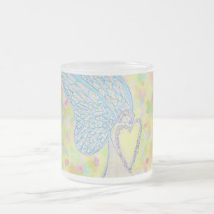 Taza De Cristal Esmerilado Joy White Guardian Angel Art Frosted Cup