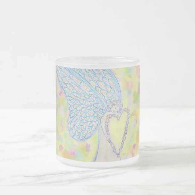 Taza De Cristal Esmerilado Joy White Guardian Angel Art Frosted Cup (Centro)