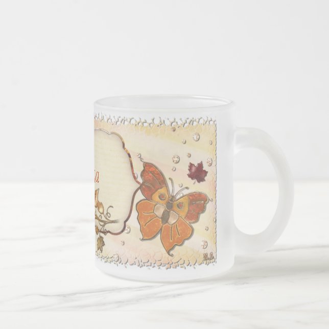 Taza De Cristal Esmerilado Joyas de Otoño (Derecha)
