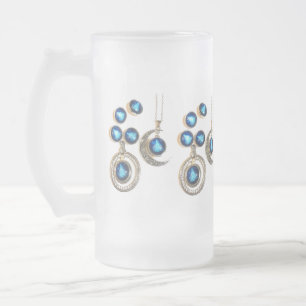 Taza De Cristal Esmerilado joyas navidades Árbol azul negro brillante Luna