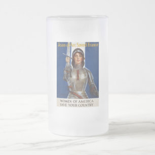 Taza De Cristal Esmerilado Juana de Arco Heroína Francesa, Doncella de Orlean