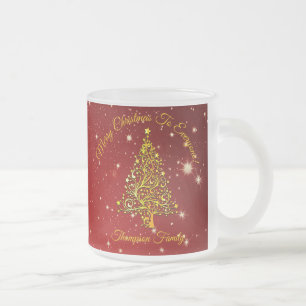 Taza De Cristal Esmerilado Juego de nombres de anuncios Navidades Red Gold St