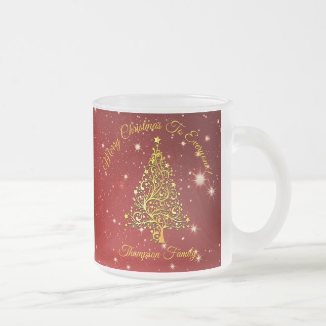 Taza De Cristal Esmerilado Juego de nombres de anuncios Navidades Red Gold St (Derecha)