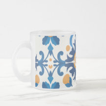 Juego de Tumbler de Vintage - Floral azul y marrón