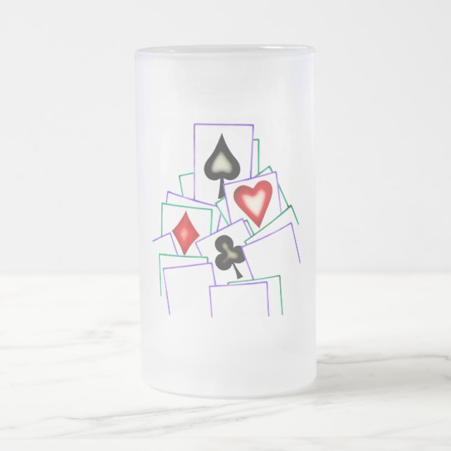 Taza De Cristal Esmerilado Juegos de la tarjeta (Centro)