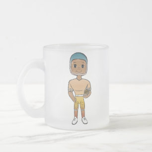 Taza De Cristal Esmerilado jugador de fútbol arcoíris retro vintage ombre