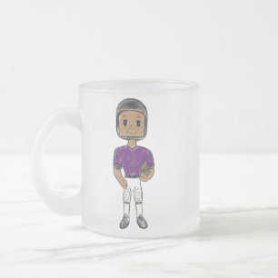 Taza De Cristal Esmerilado jugador de fútbol retro vintage púrpura negro simp
