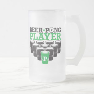 Taza De Cristal Esmerilado Jugador de Pong de la cerveza