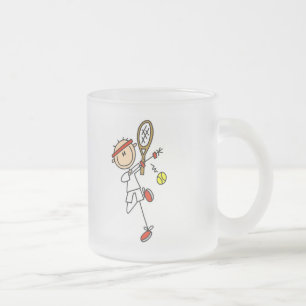 Taza De Cristal Esmerilado Jugador de tenis con las camisetas y los regalos