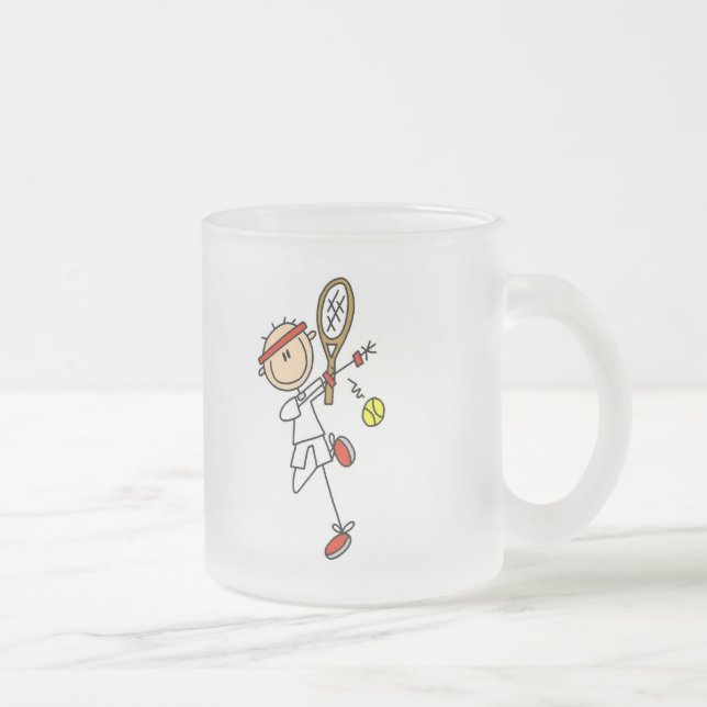 Taza De Cristal Esmerilado Jugador de tenis con las camisetas y los regalos (Derecha)