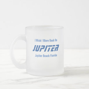Taza De Cristal Esmerilado Júpiter Beach Florida Café Mug
